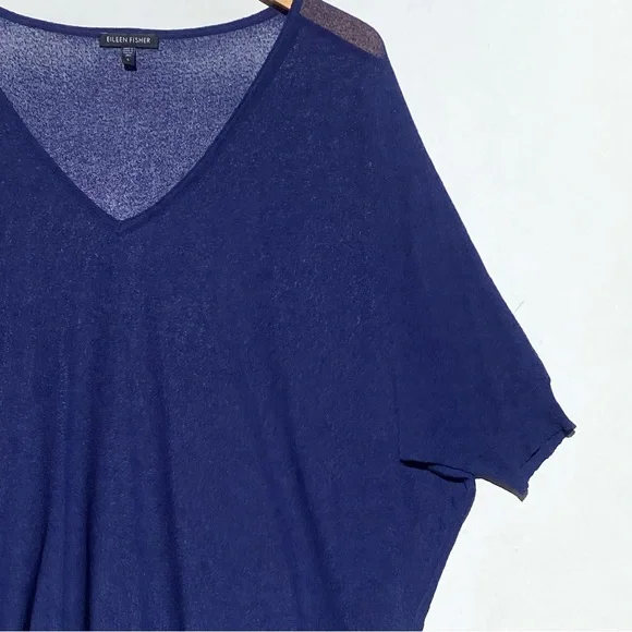 EILEEN FISHER Women’s Royal Blue Vneck Pull Over Tunic Poncho Size small